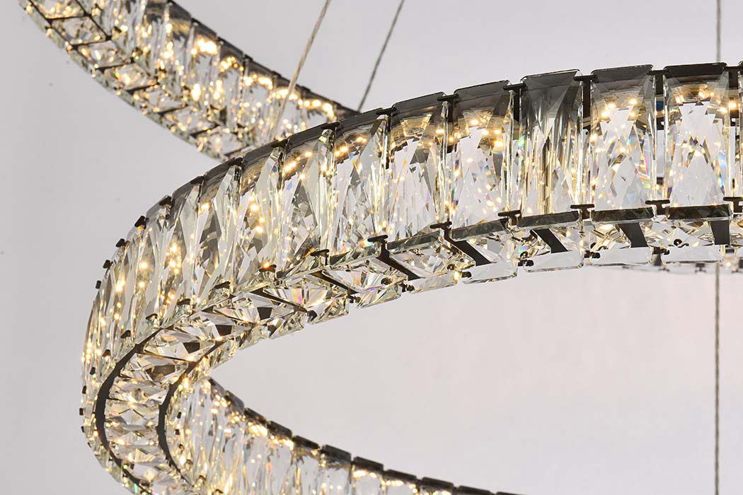 Elegant Monroe Led Chandelier - Black, L 42" (3503D42BK)