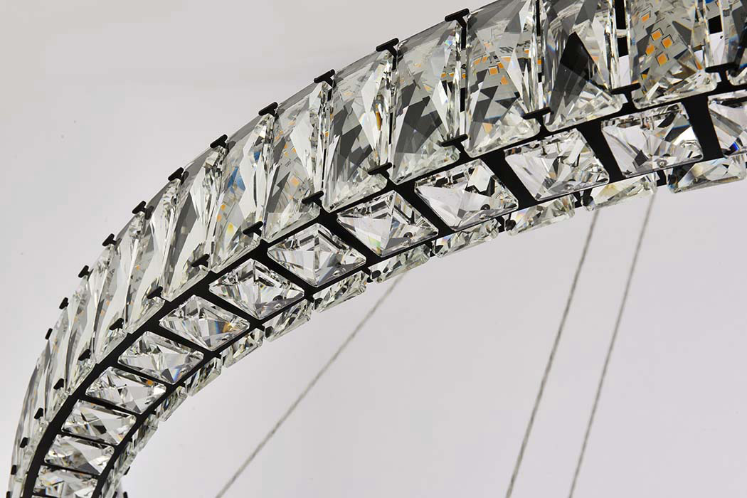 Elegant Monroe Led Chandelier - Black, L 42" (3503D42BK)