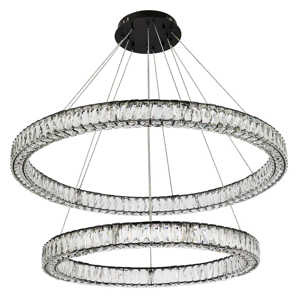 Elegant Monroe Led Chandelier - Black, L 42" (3503D42BK)