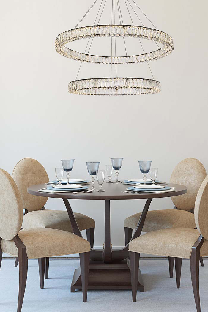 Elegant Monroe Led Chandelier - Black, L 42" (3503D42BK)