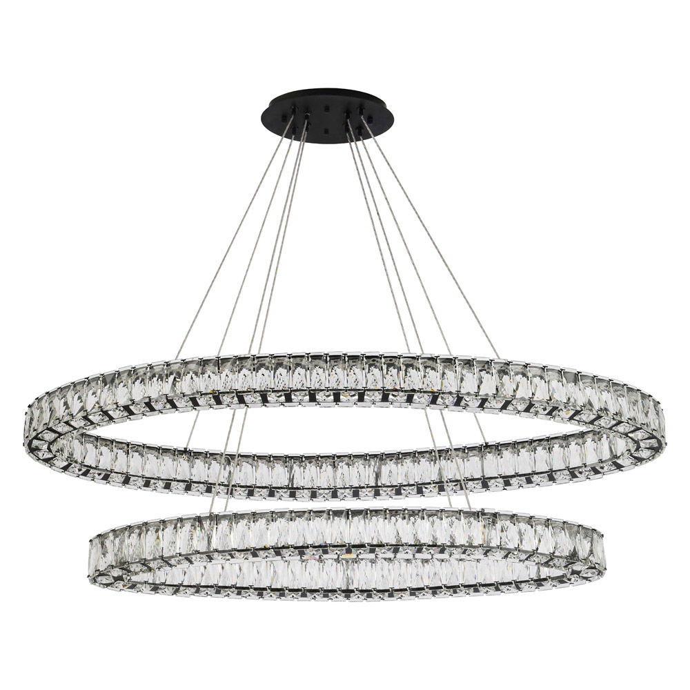 Elegant Monroe Led Chandelier - Black, L 48" (3503D48BK)