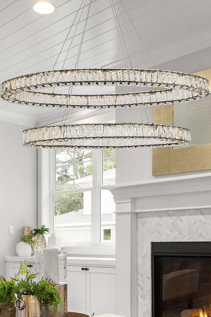 Elegant Monroe Led Chandelier - Black, L 48" (3503D48BK)