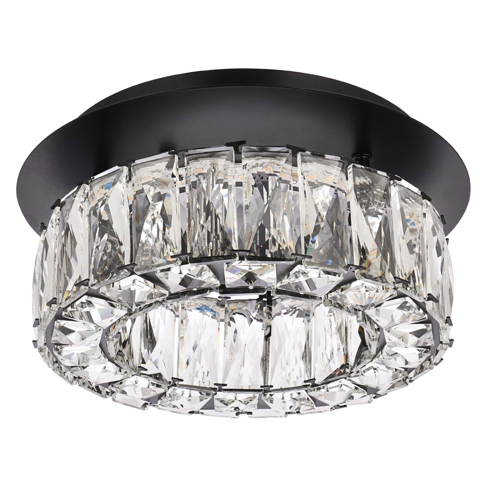 Elegant Monroe Led Flush Mount - Black, L 12" (3503F12BK)