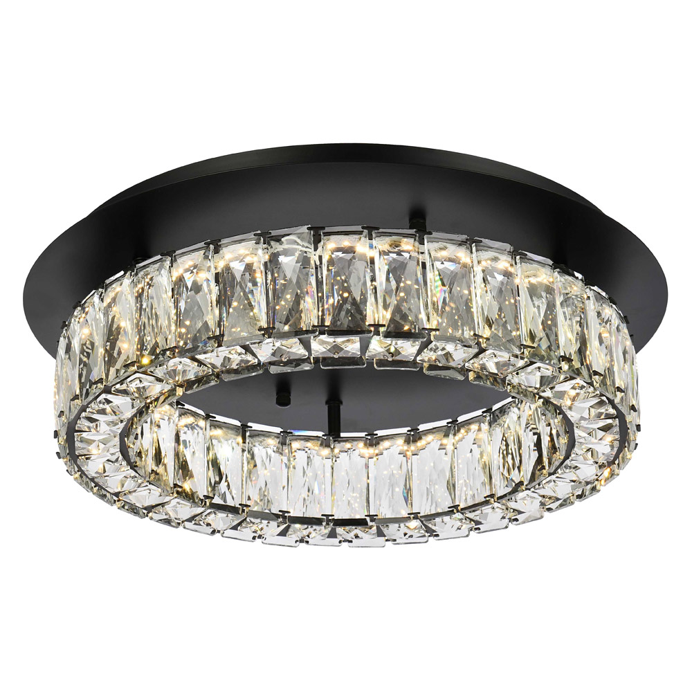 Elegant Monroe Led Flush Mount - Black, L 18" (3503F18BK)