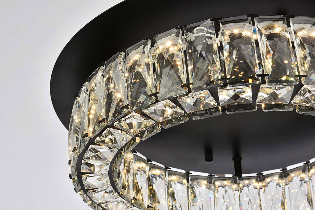 Elegant Monroe Led Flush Mount - Black, L 18" (3503F18BK)