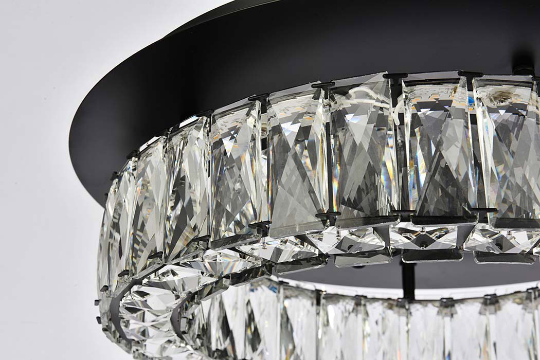 Elegant Monroe Led Flush Mount - Black, L 18" (3503F18BK)