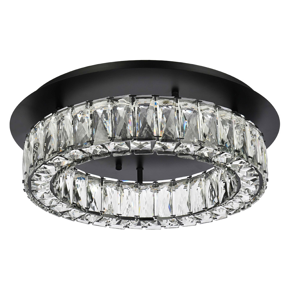 Elegant Monroe Led Flush Mount - Black, L 18" (3503F18BK)
