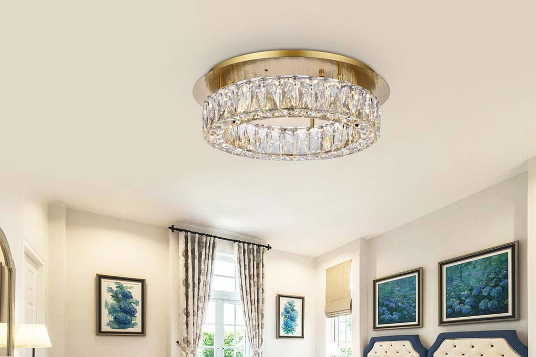 Elegant Monroe Led Flush Mount - Gold, L 18" (3503F18G)
