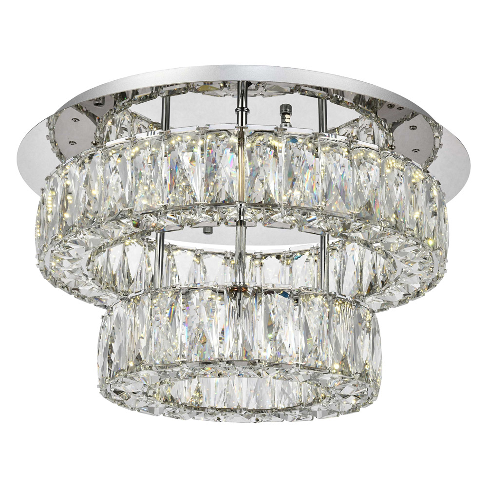 Elegant Monroe Led Flush Mount - Chrome, L 18", 2 Lights (3503F18L2C)