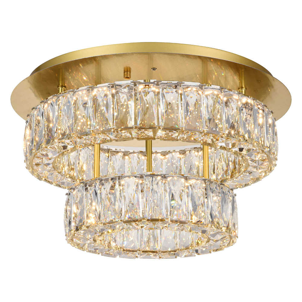 Elegant Monroe Led Flush Mount - Gold, L 18", 2 Lights (3503F18L2G)