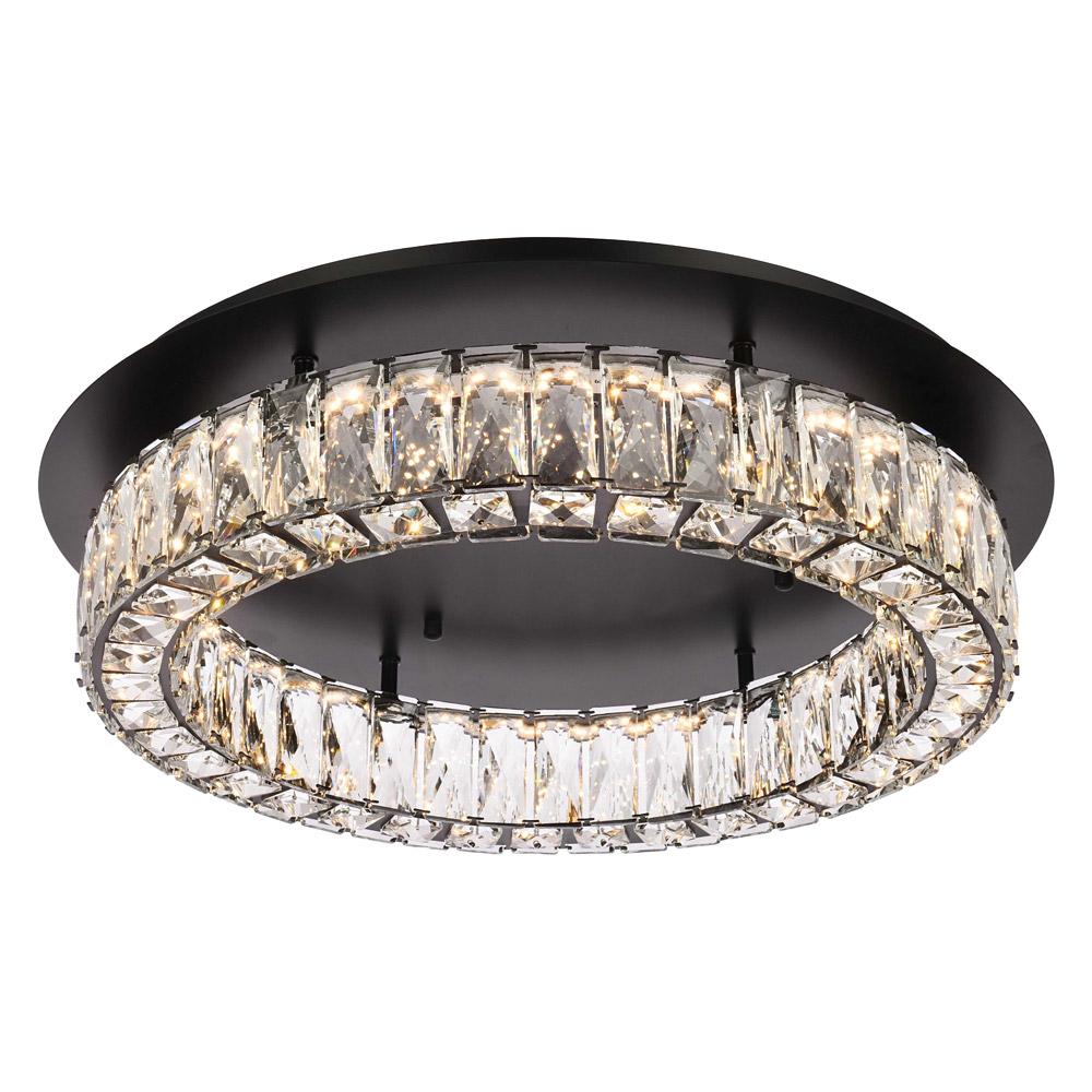Elegant Monroe Led Flush Mount - Black, L 22" (3503F22BK)