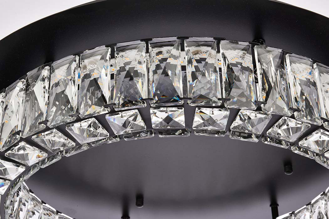 Elegant Monroe Led Flush Mount - Black, L 22" (3503F22BK)