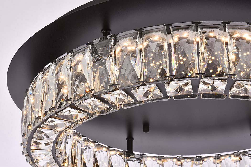 Elegant Monroe Led Flush Mount - Black, L 22" (3503F22BK)