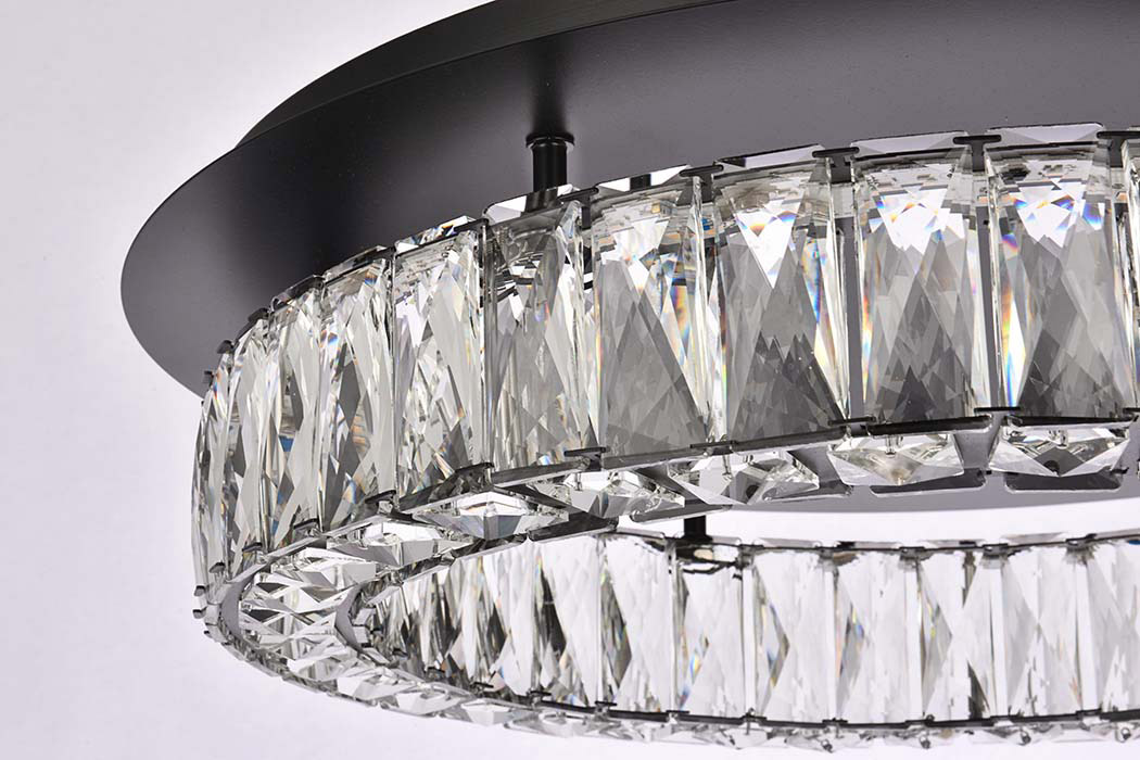 Elegant Monroe Led Flush Mount - Black, L 22" (3503F22BK)