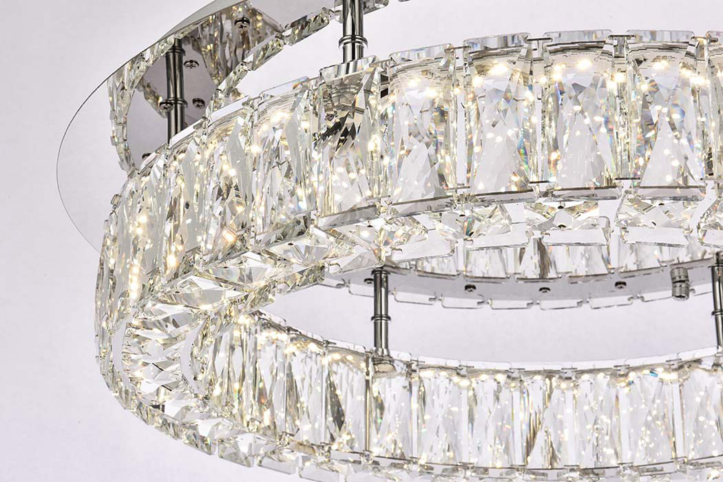 Elegant Monroe Led Flush Mount - Chrome, L 22" (3503F22C)