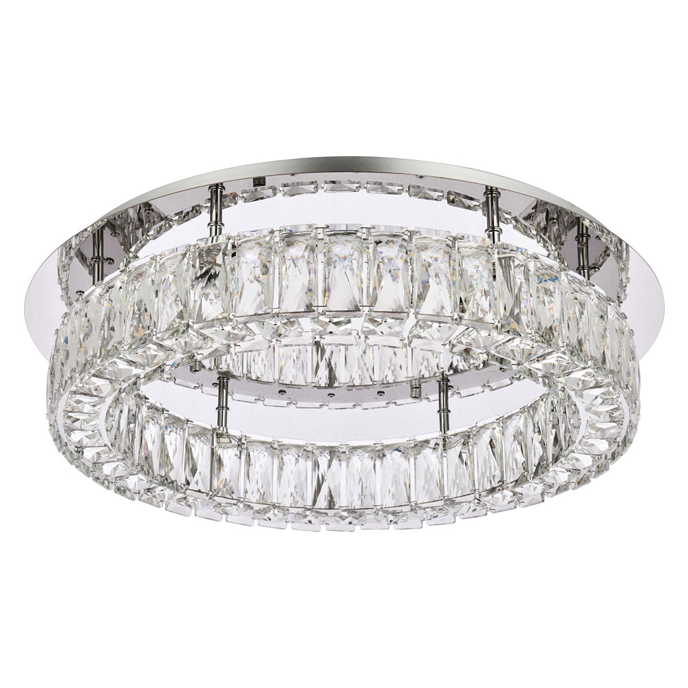 Elegant Monroe Led Flush Mount - Chrome, L 22" (3503F22C)