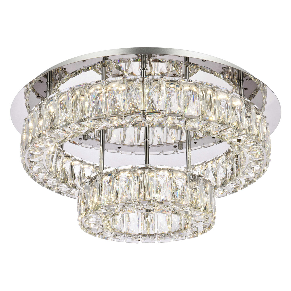 Elegant Monroe Led Flush Mount - Chrome, L 22", 2 Lights (3503F22L2C)