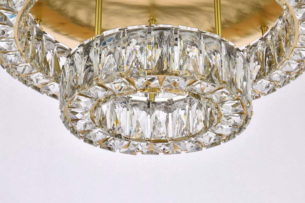 Elegant Monroe Led Flush Mount - Gold, L 22", 2 Lights (3503F22L2G)