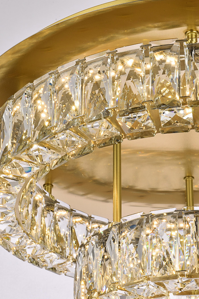 Elegant Monroe Led Flush Mount - Gold, L 22", 2 Lights (3503F22L2G)