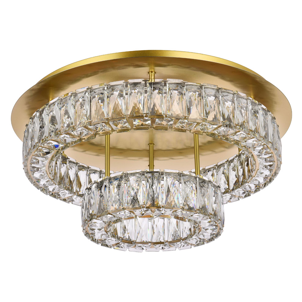 Elegant Monroe Led Flush Mount - Gold, L 22", 2 Lights (3503F22L2G)