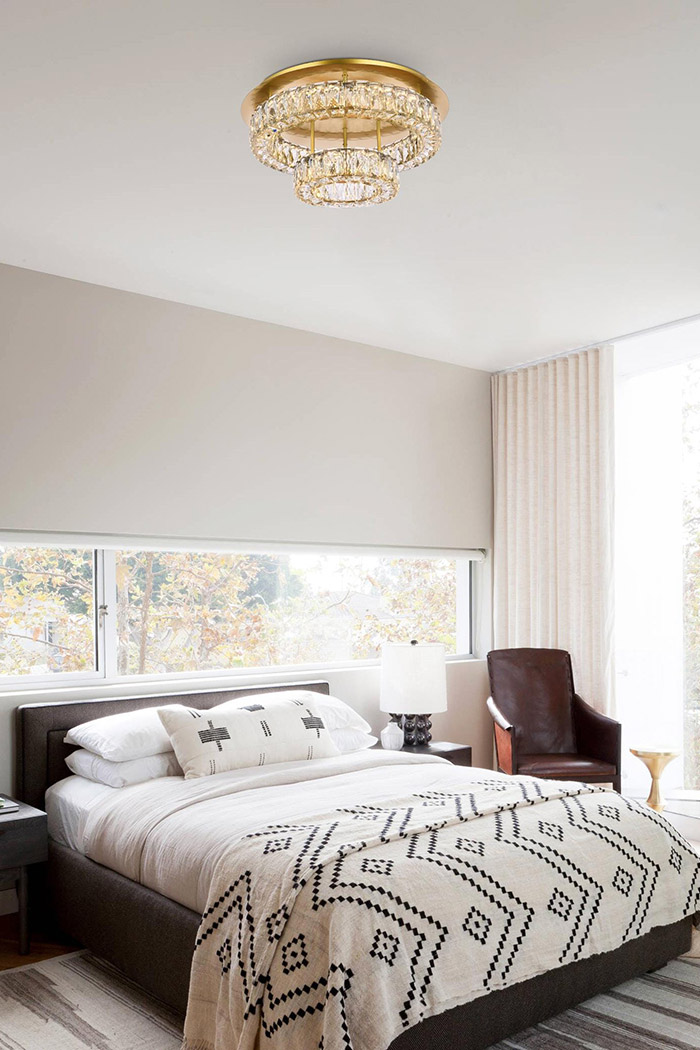 Elegant Monroe Led Flush Mount - Gold, L 22", 2 Lights (3503F22L2G)