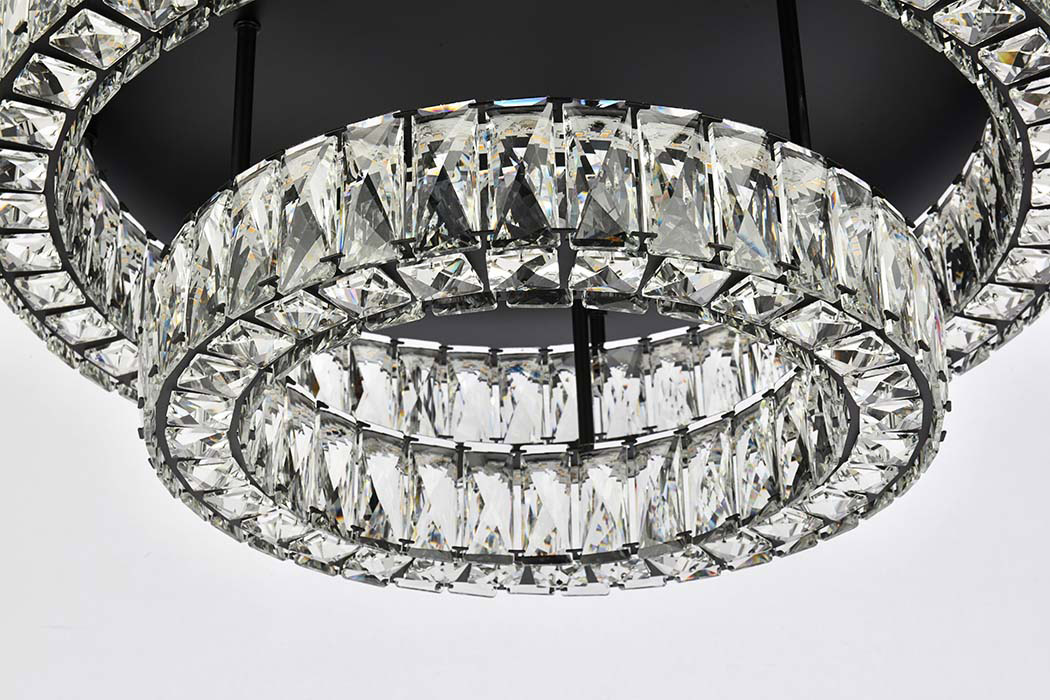 Elegant Monroe Led Flush Mount - Black, L 26", 2 Lights (3503F26L2BK)