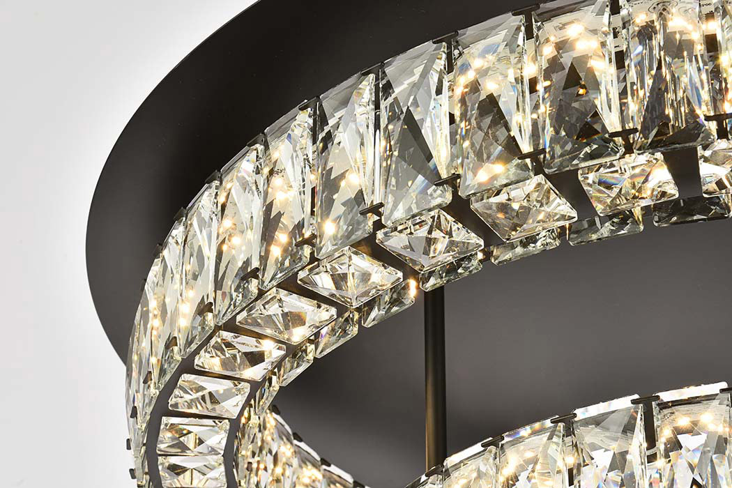 Elegant Monroe Led Flush Mount - Black, L 26", 2 Lights (3503F26L2BK)