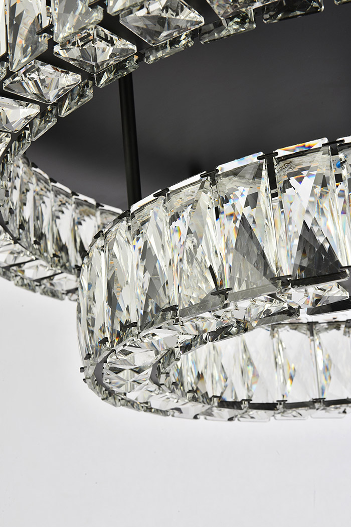 Elegant Monroe Led Flush Mount - Black, L 26", 2 Lights (3503F26L2BK)
