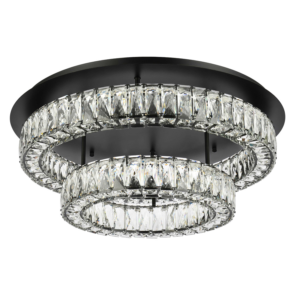 Elegant Monroe Led Flush Mount - Black, L 26", 2 Lights (3503F26L2BK)