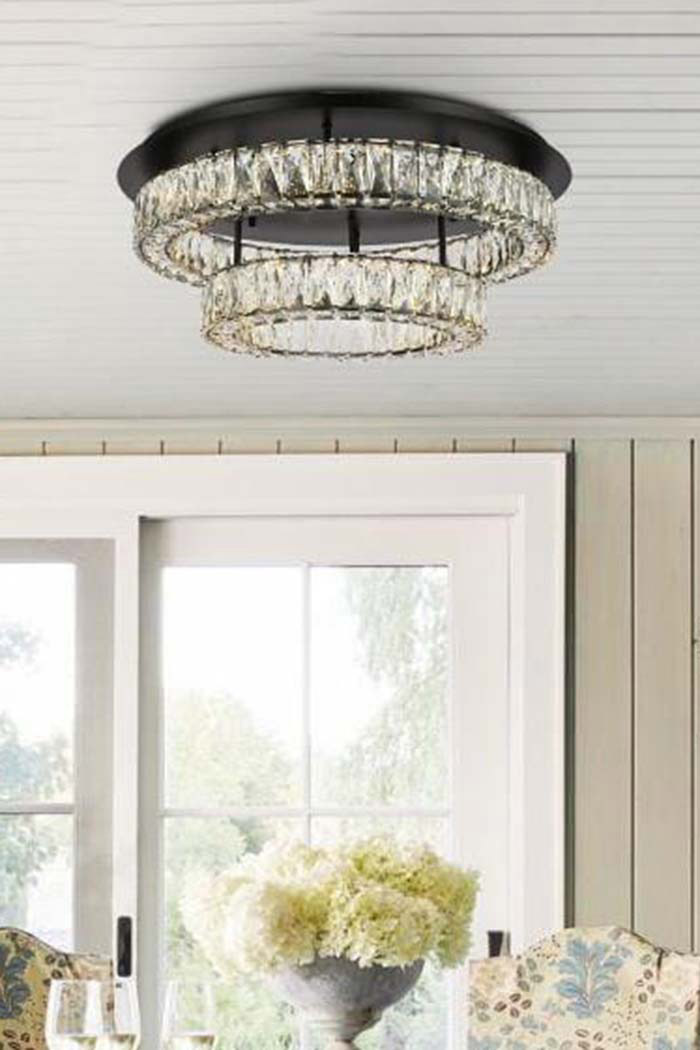 Elegant Monroe Led Flush Mount - Black, L 26", 2 Lights (3503F26L2BK)