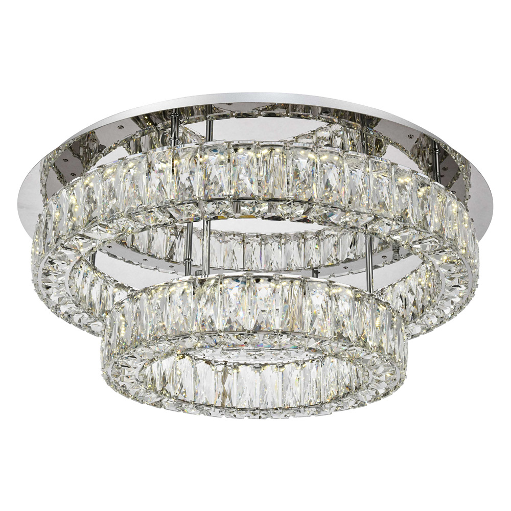Elegant Monroe Led Flush Mount - Chrome, L 26", 2 Lights (3503F26L2C)