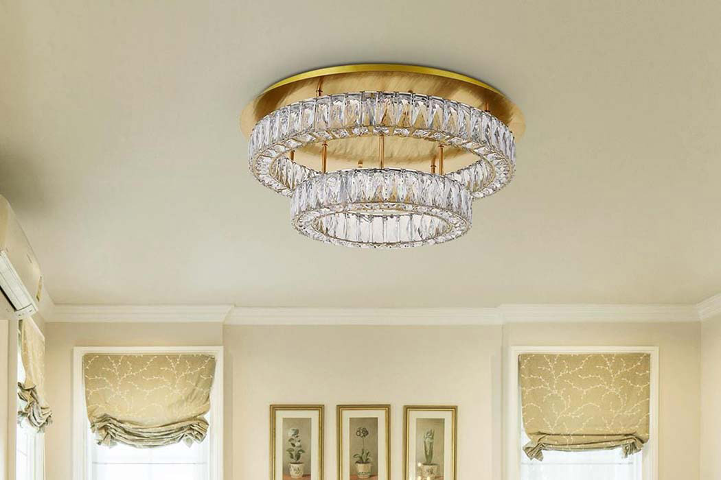 Elegant Monroe Led Flush Mount - Gold, L 26", 2 Lights (3503F26L2G)