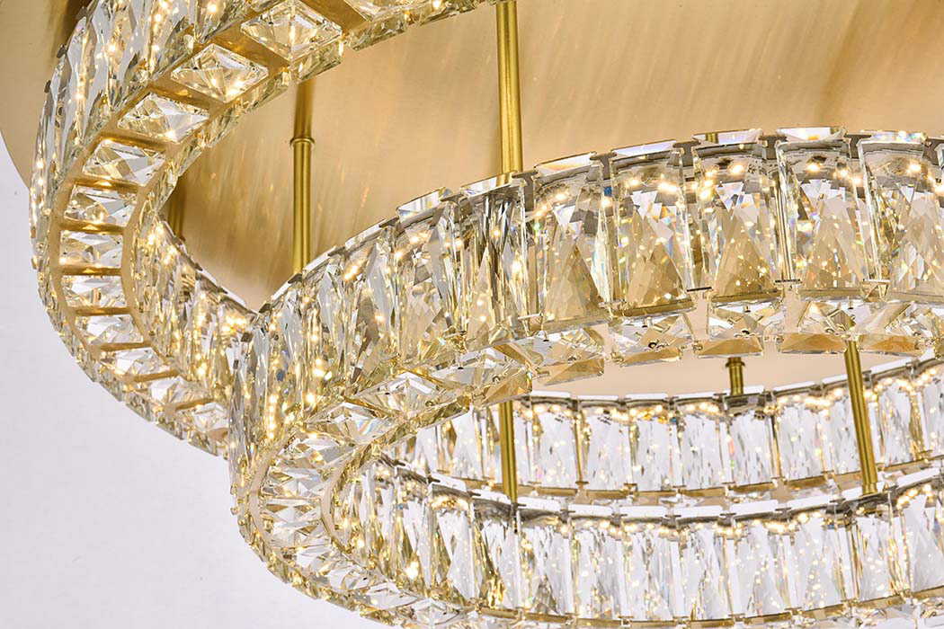 Elegant Monroe Led Flush Mount - Gold, L 30", 2 Lights (3503F30L2G)