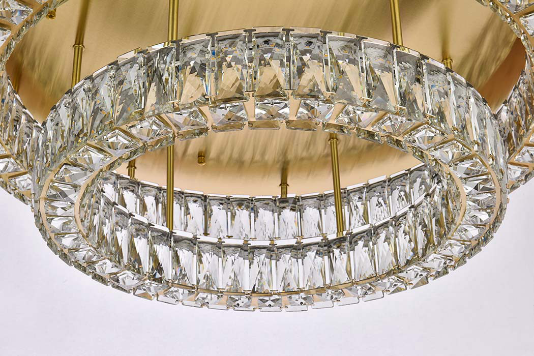 Elegant Monroe Led Flush Mount - Gold, L 30", 2 Lights (3503F30L2G)
