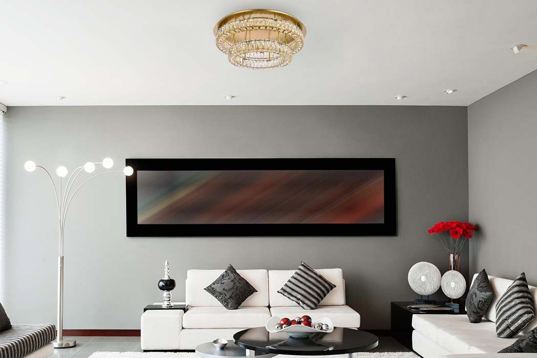 Elegant Monroe Led Flush Mount - Gold, L 30", 2 Lights (3503F30L2G)