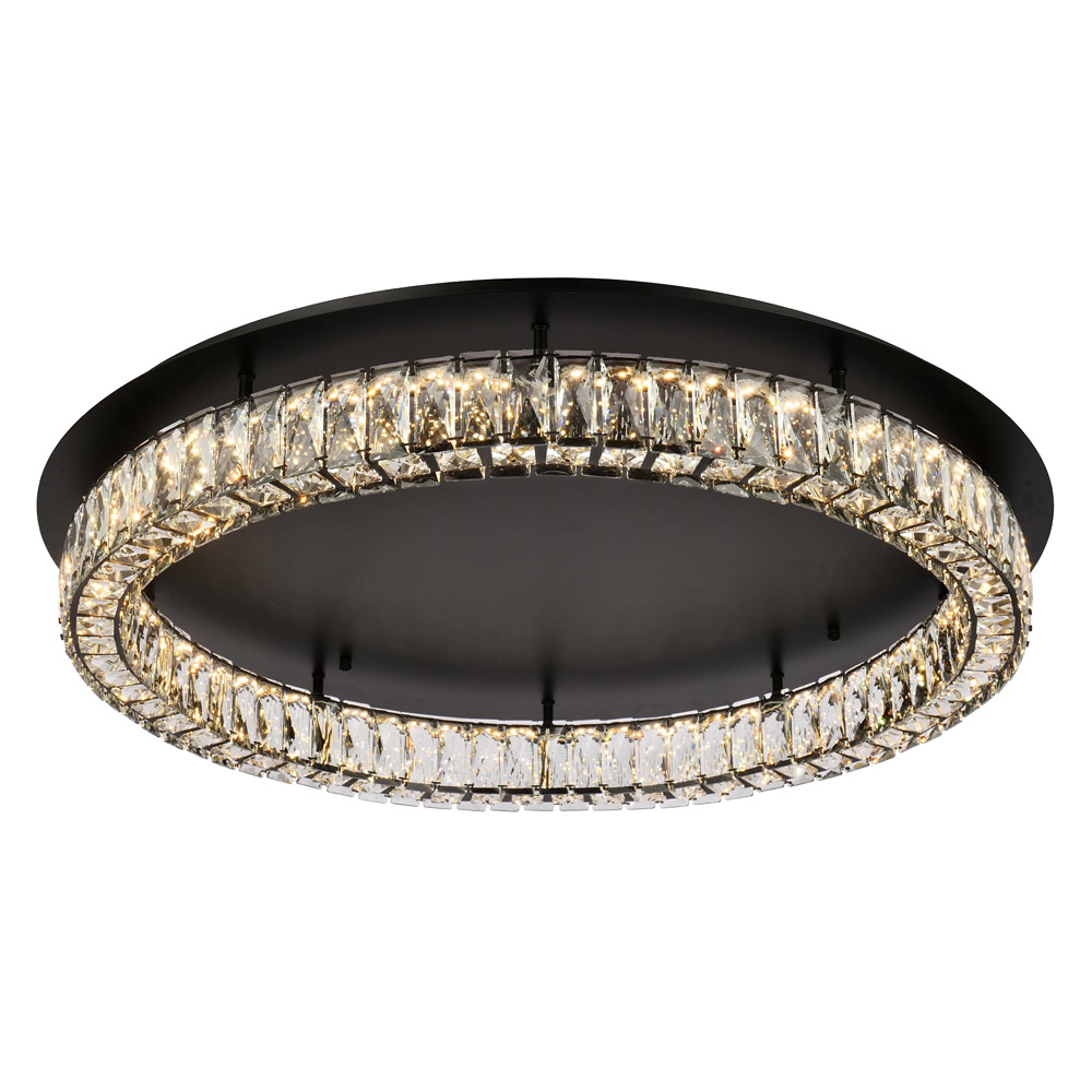 Elegant Monroe Led Flush Mount - Black, L 33" (3503F33BK)