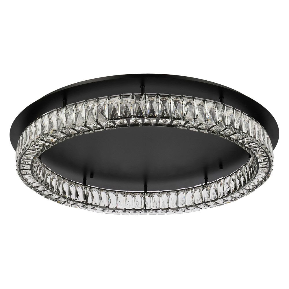 Elegant Monroe Led Flush Mount - Black, L 33" (3503F33BK)