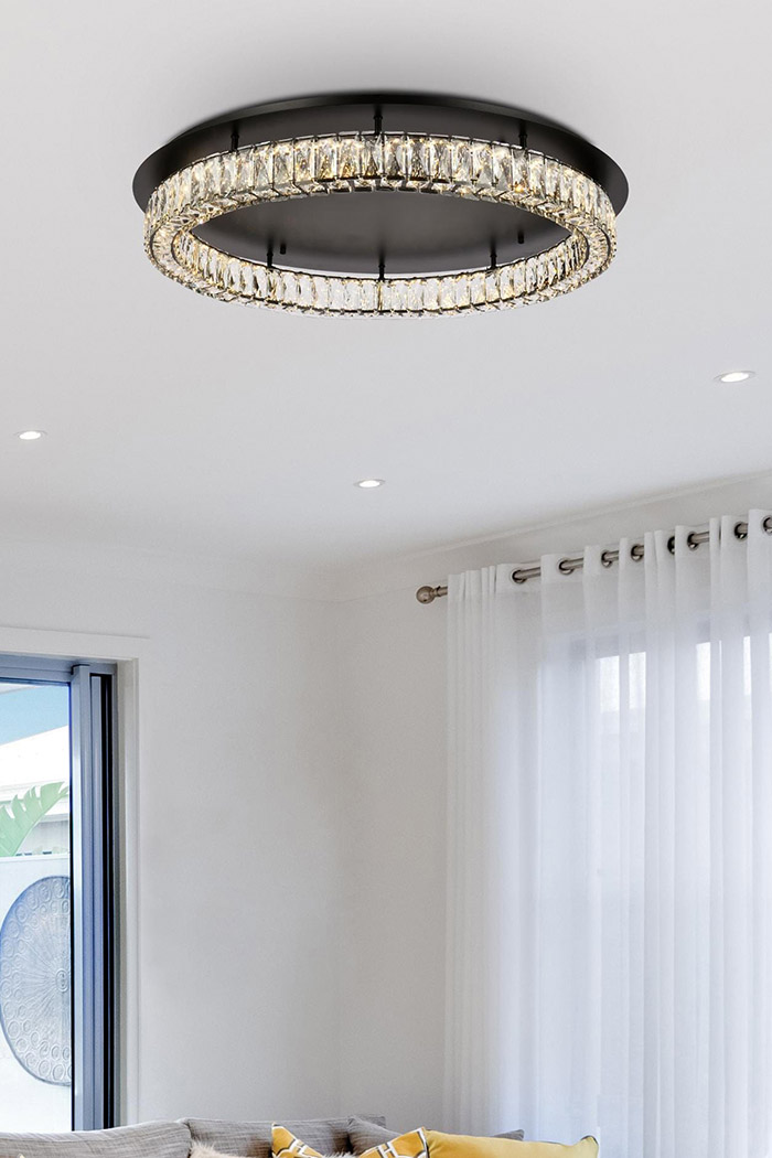 Elegant Monroe Led Flush Mount - Black, L 33" (3503F33BK)
