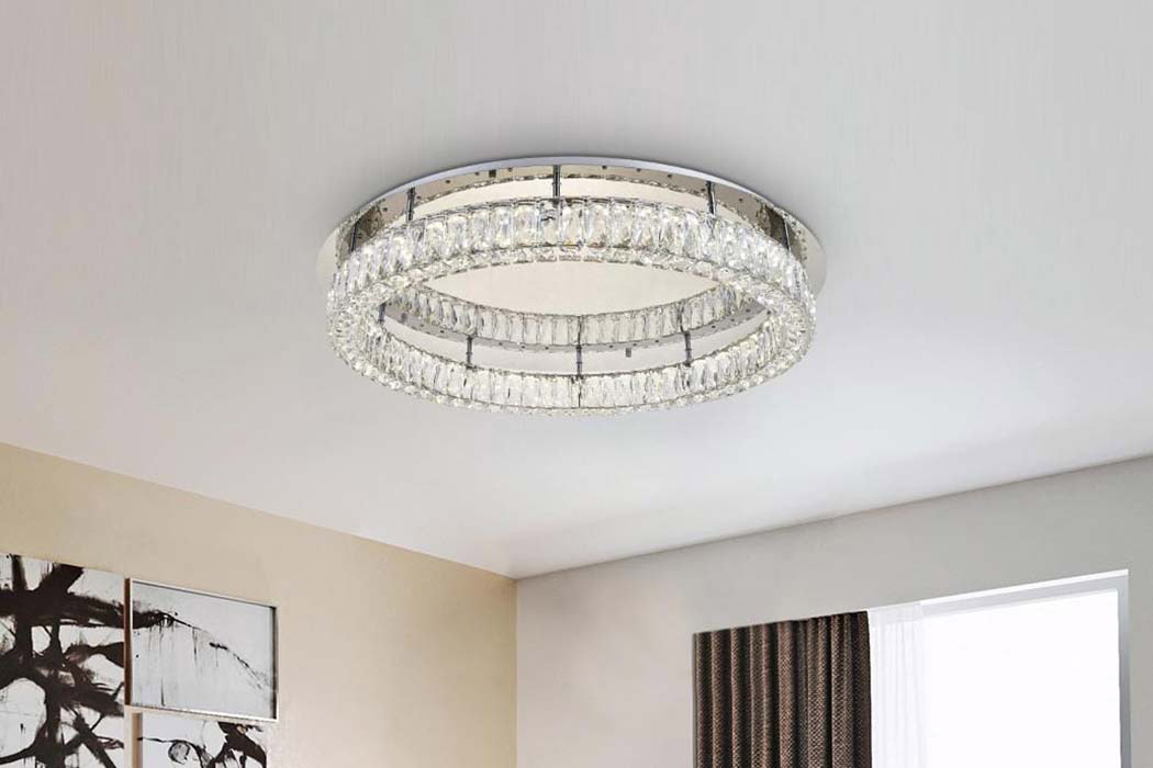Elegant Monroe Led Flush Mount - Chrome, L 33" (3503F33C)