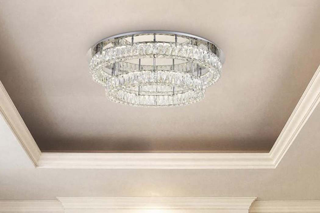 Elegant Monroe Led Flush Mount - Chrome, L 33", 2 Lights (3503F33L2C)