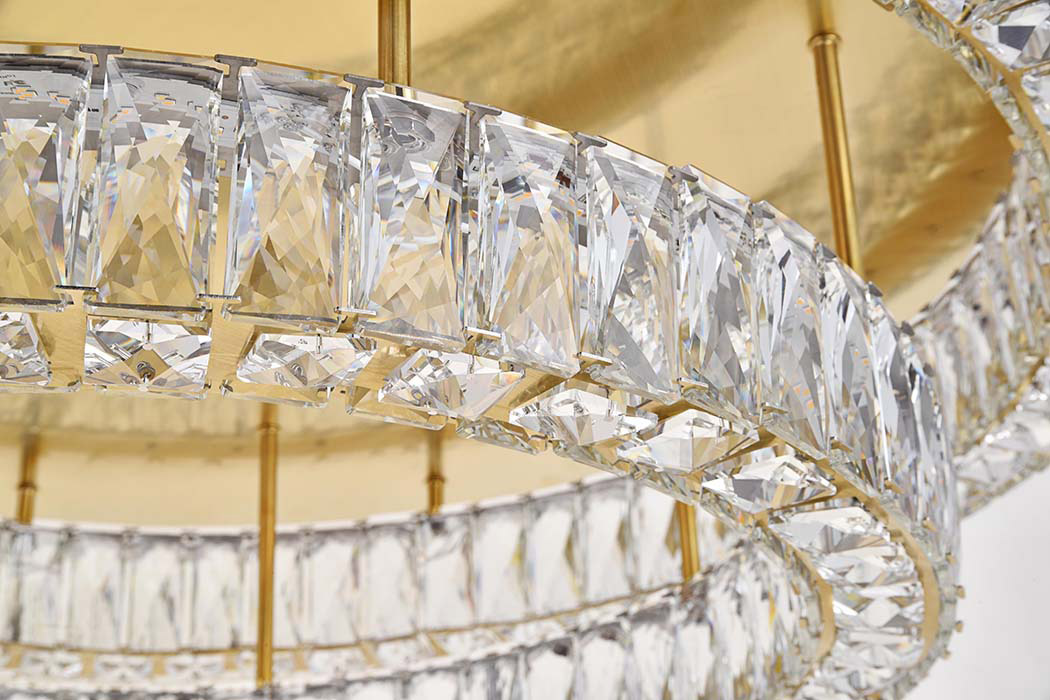 Elegant Monroe Led Flush Mount - Gold, L 33", 2 Lights (3503F33L2G)