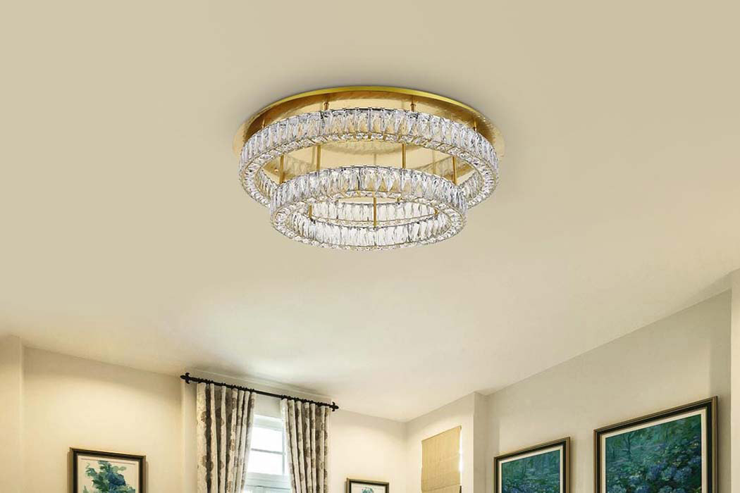 Elegant Monroe Led Flush Mount - Gold, L 33", 2 Lights (3503F33L2G)