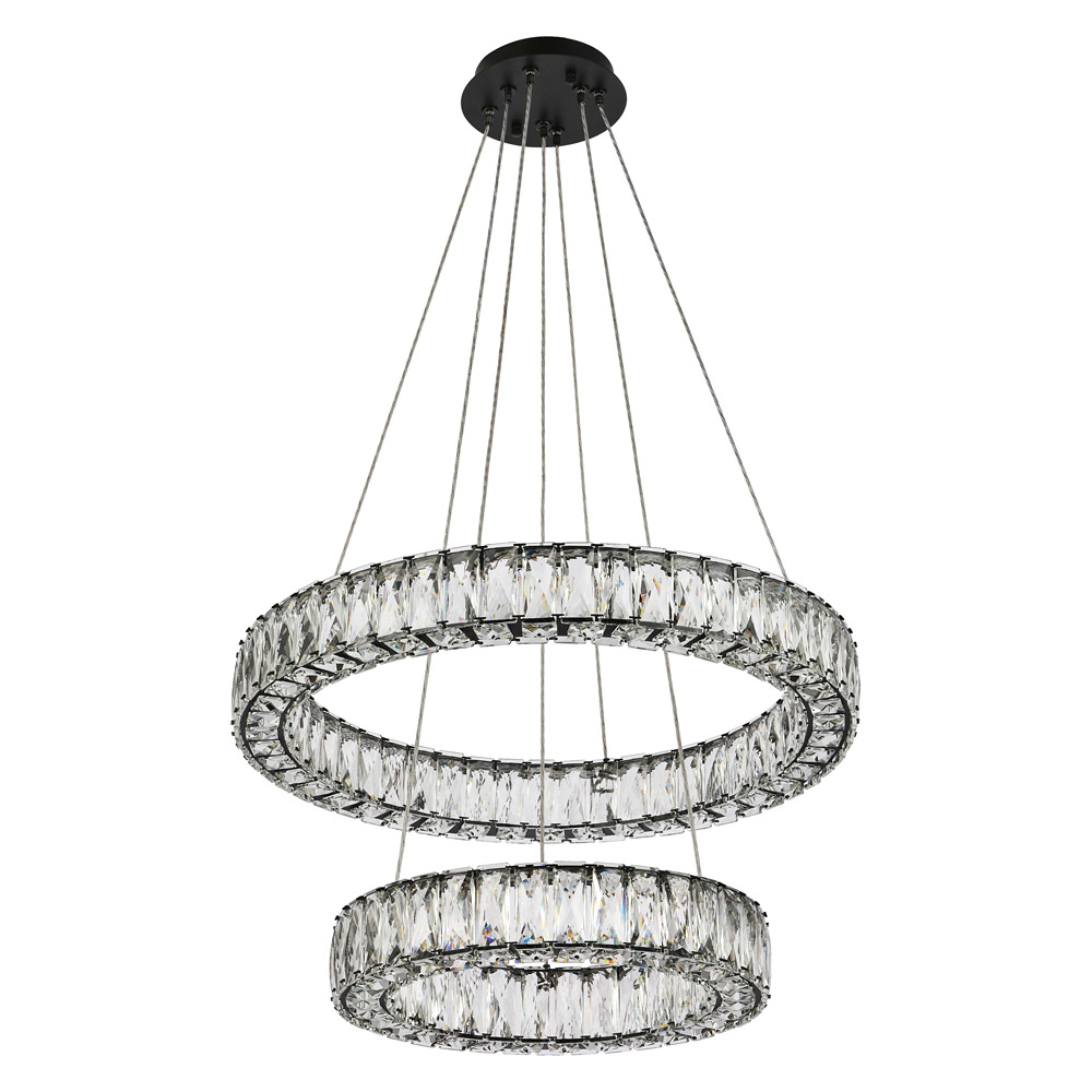 Elegant Monroe 5 Tier Led Chandelier - Black, L 24" (3503G24BK)