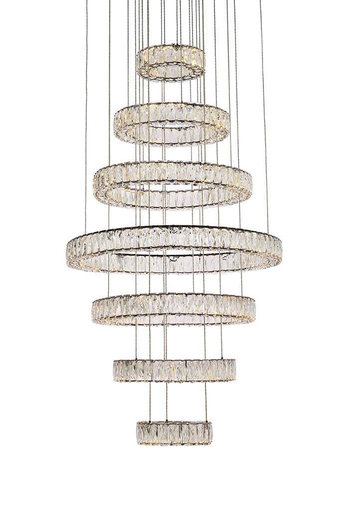 Elegant Monroe 5 Tier Led Chandelier - Black, L 34" (3503G34BK)
