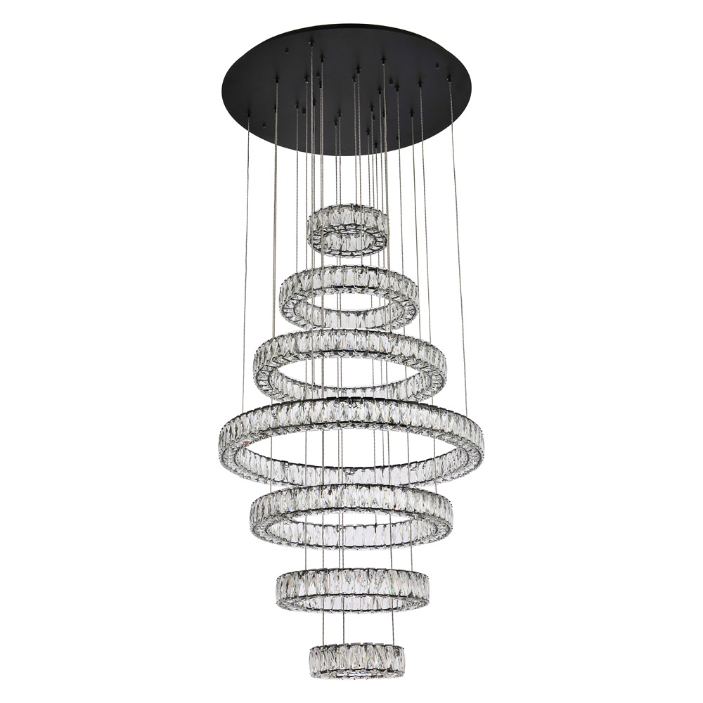 Elegant Monroe 5 Tier Led Chandelier - Black, L 34" (3503G34BK)
