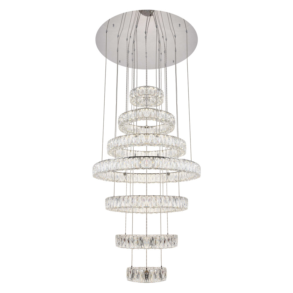 Elegant Monroe 5 Tier Led Chandelier - Chrome, L 34" (3503G34C)