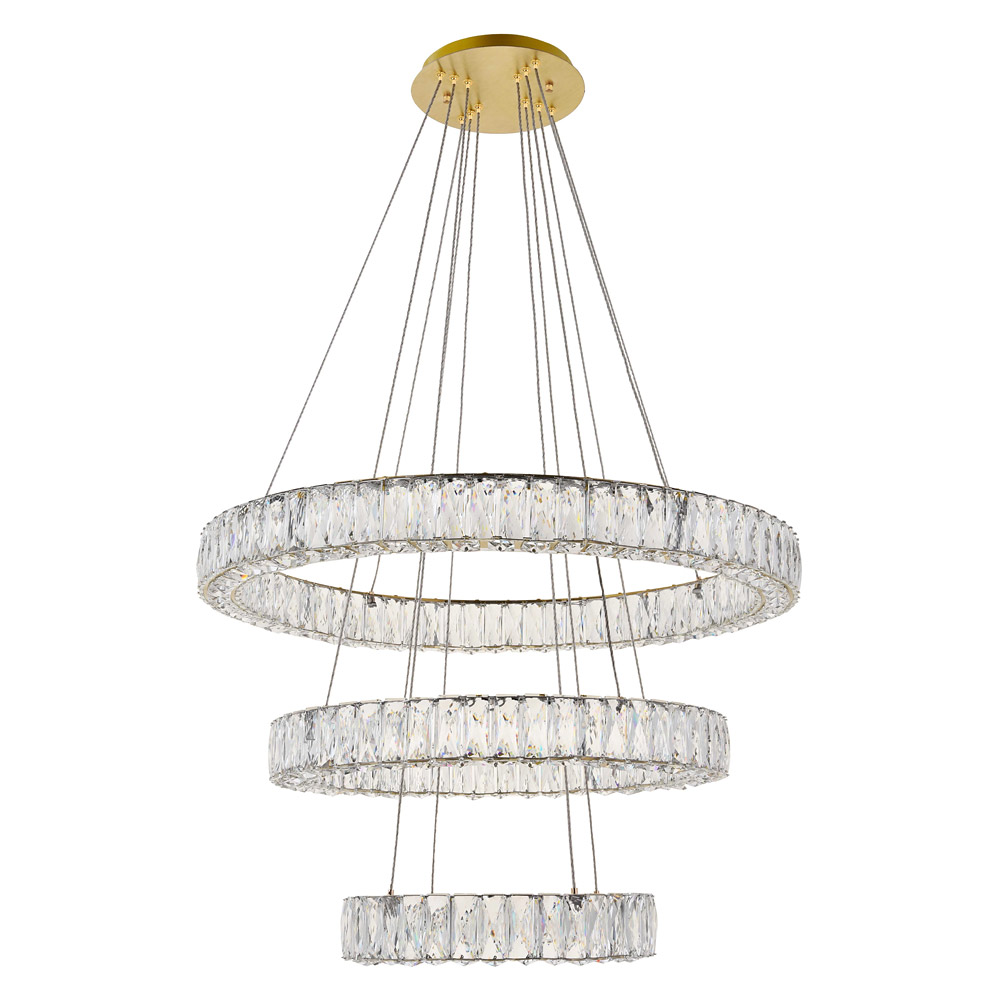 Elegant Monroe 5 Tier Led Chandelier - Gold, L 31.5" (3503G3LG)