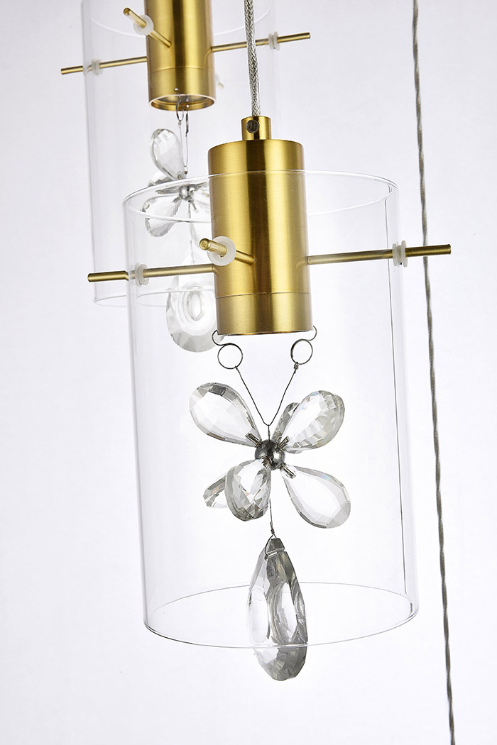 Elegant Hana 3 Lights Pendant - Gold, L 19" (5202D19G)