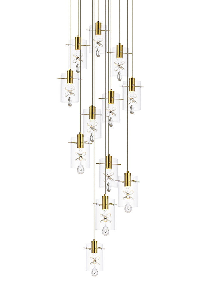 Elegant Hana 3 Lights Pendant - Gold, L 22" (5202D22G)
