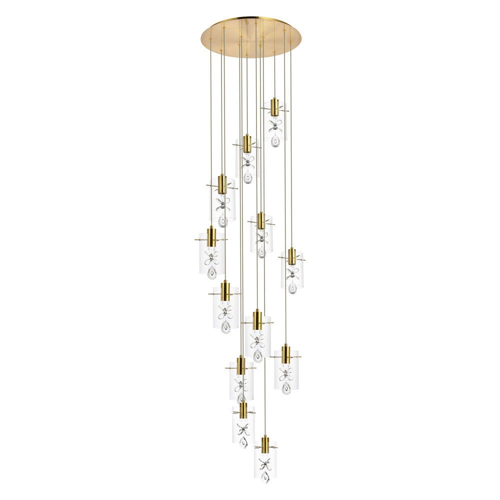 Elegant Hana 3 Lights Pendant - Gold, L 22" (5202D22G)